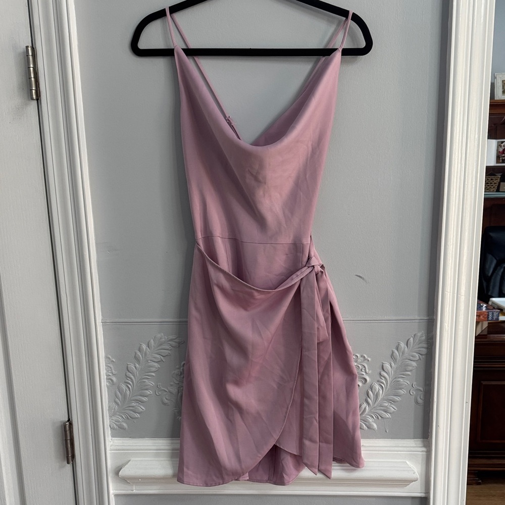 Elegant Pink Wrap Dress